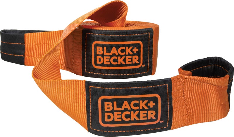 BLACK+DECKER BD1003 Black/Orange 4"" x 30' Recovery Strap - Heavy-Duty (20 000 lb Break Strength) for Emergency Off-Road 4x4 Towing - Image 1